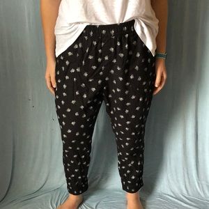 Black floral harem pants